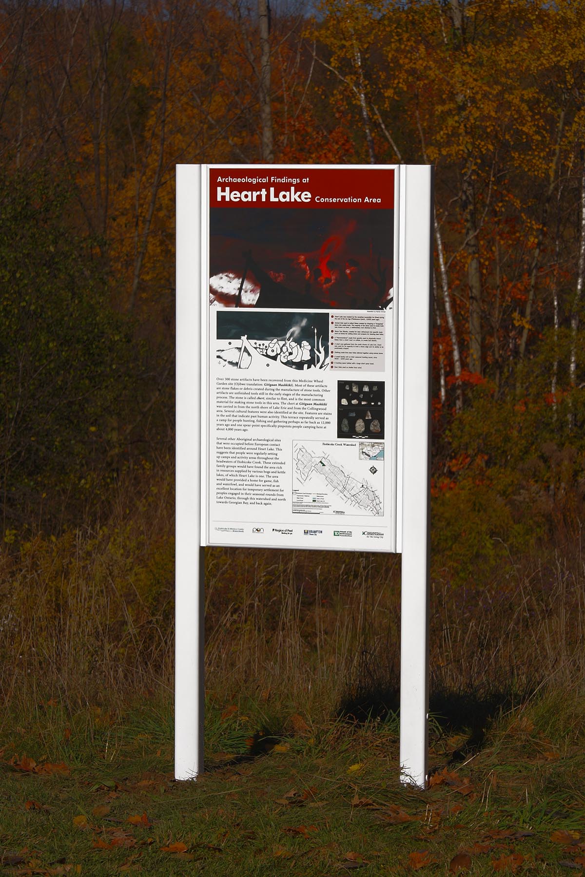 Heart Lake archaeology sign