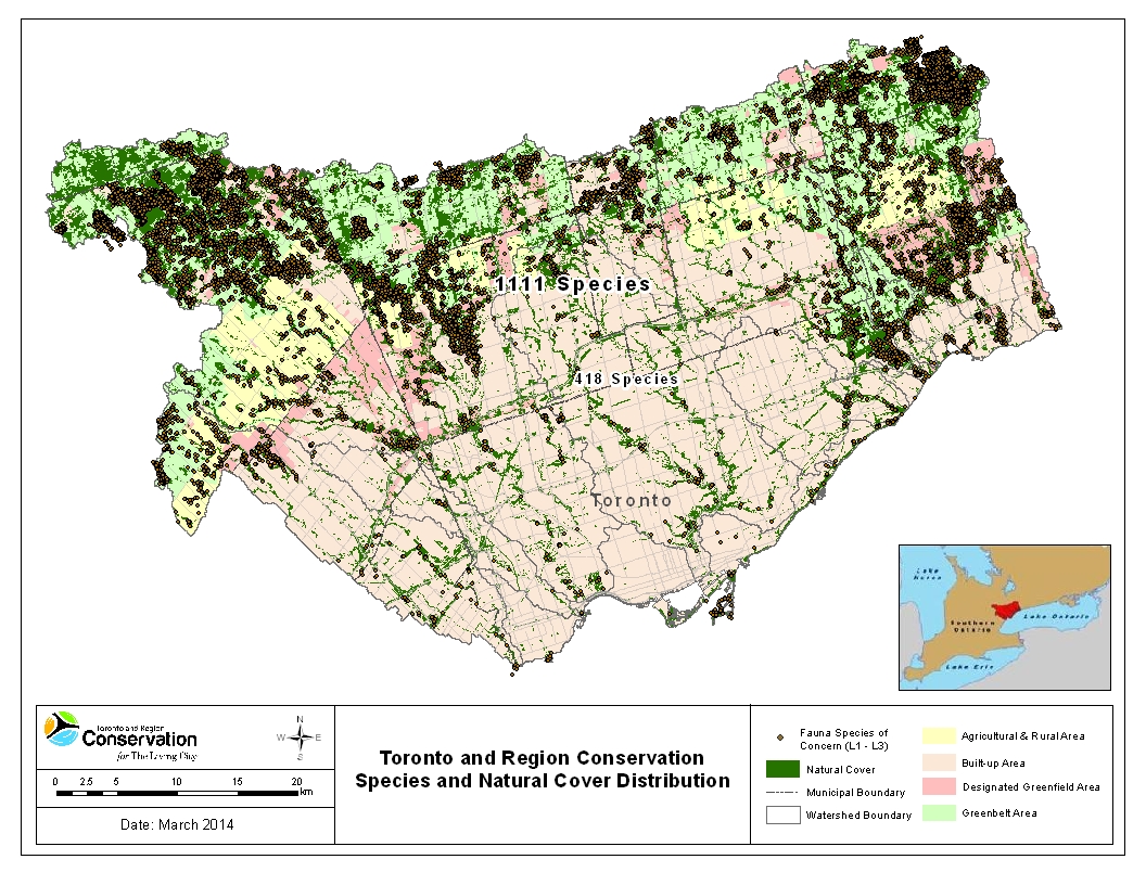 Map showing TRCA scoring for species distribution