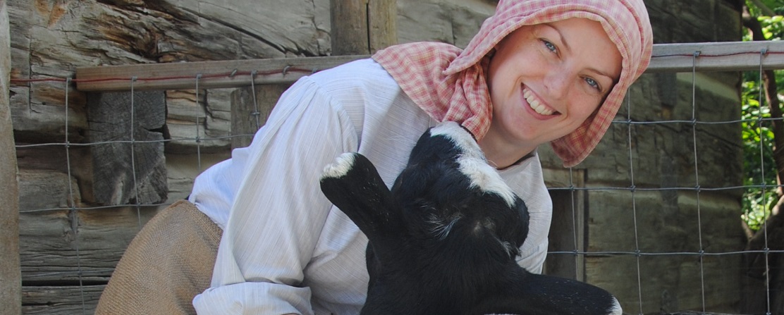 Black Creek Pioneer Village history actor with goat