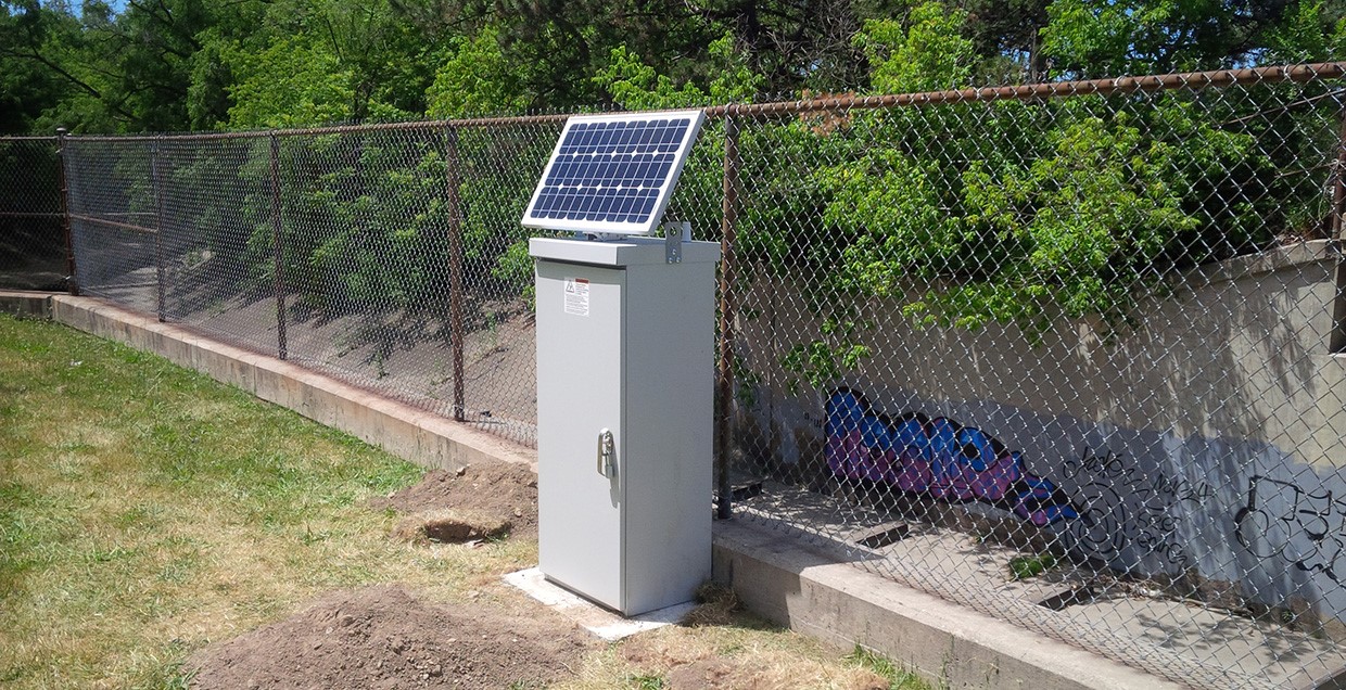 TRCA flood warning gauge at Black Creek and Alliance Avenue