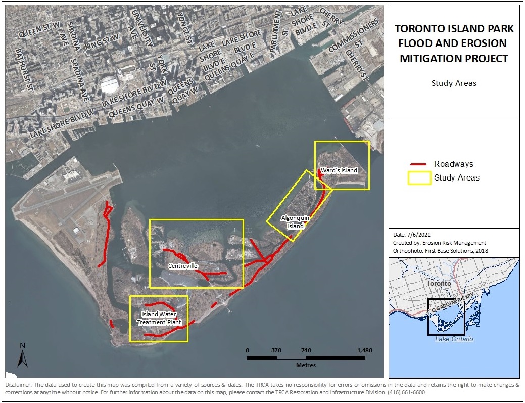 map of the Toronto Island Park Flood and Erosion Mitigation Project study area