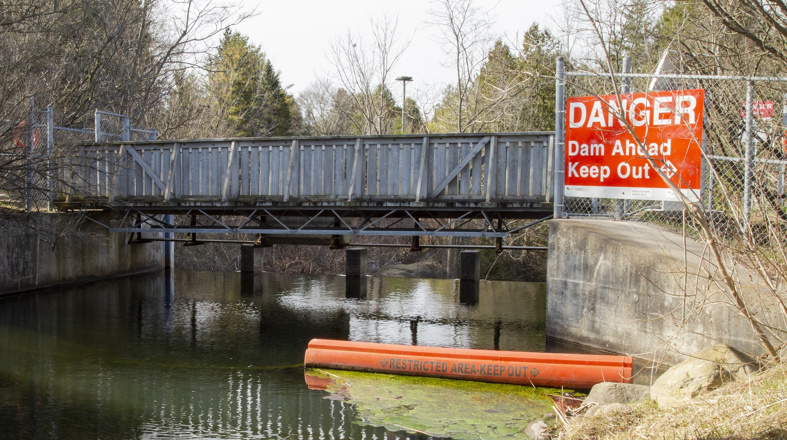 public safety signage at Palgrave Dam in Caledon