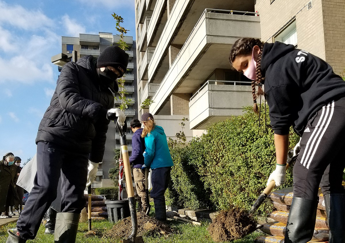 Bramalea SNAP neighbourhood residents take part in Project Crossroads community planting event