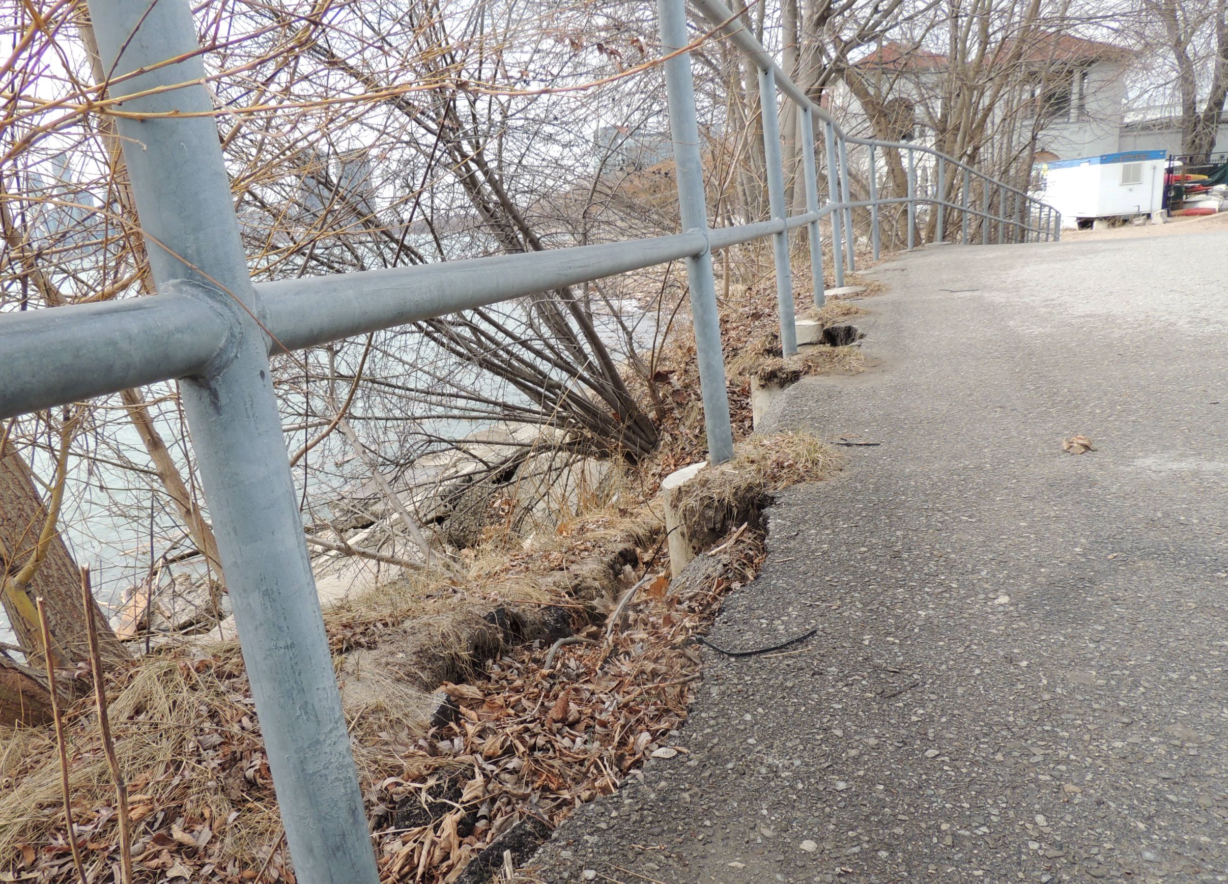 Photo of undermining of the Sunnyside Boardwalk within the Project Area