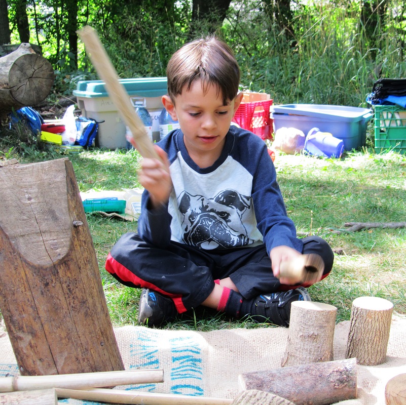 summer camper creates nature art at Lake St George Field Centre