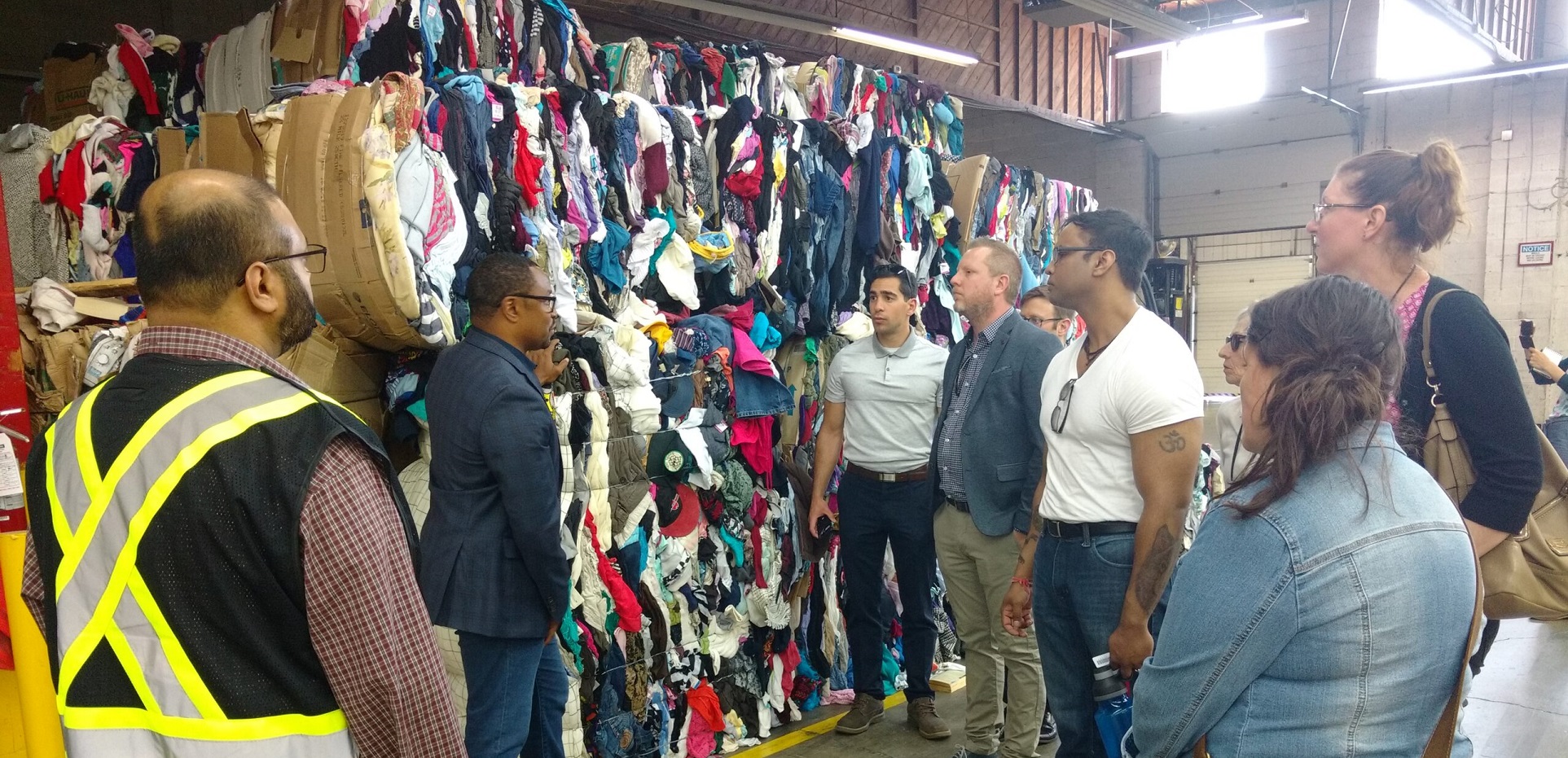 PPG waste management tour at a textile recycling facility