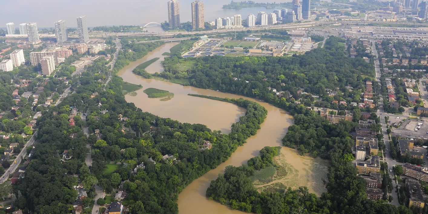 aerial view of Humber River following July 2013 storm event