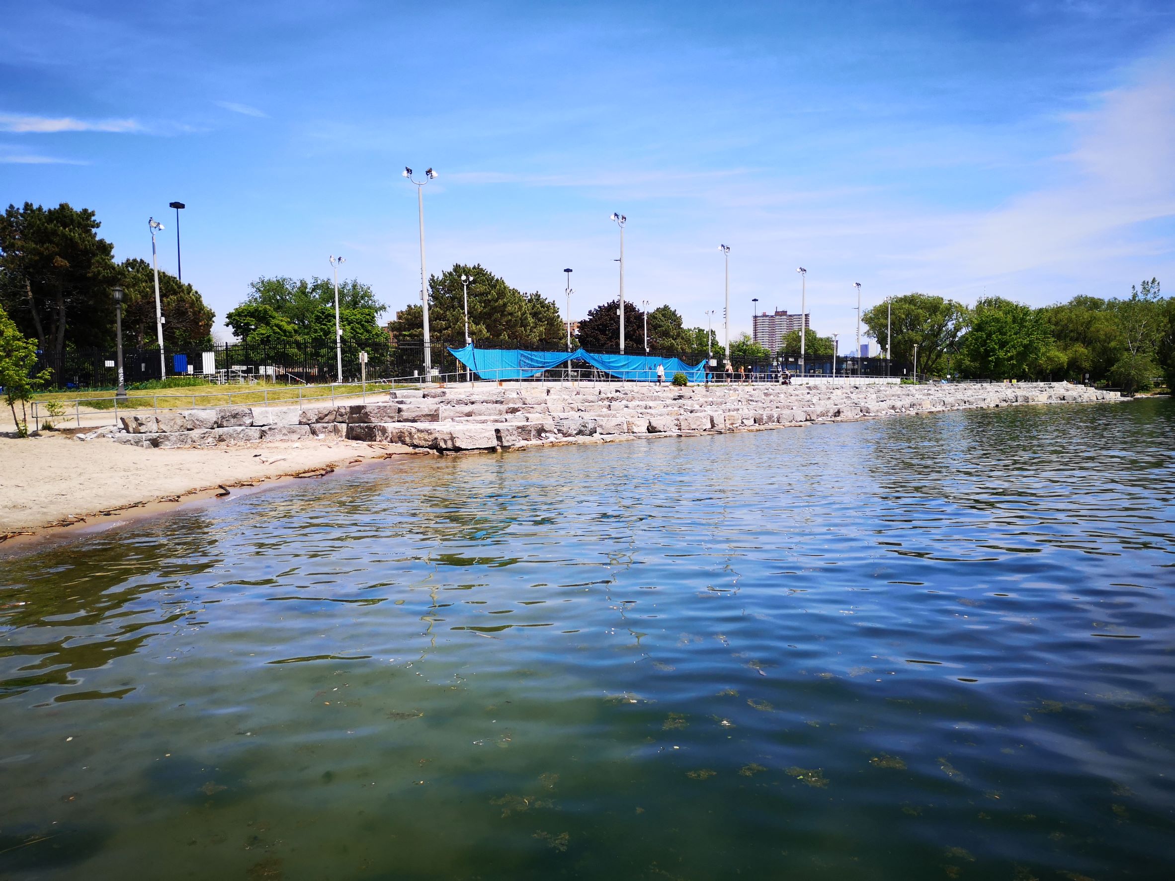 Overall condition of the completed stepped revetment structure