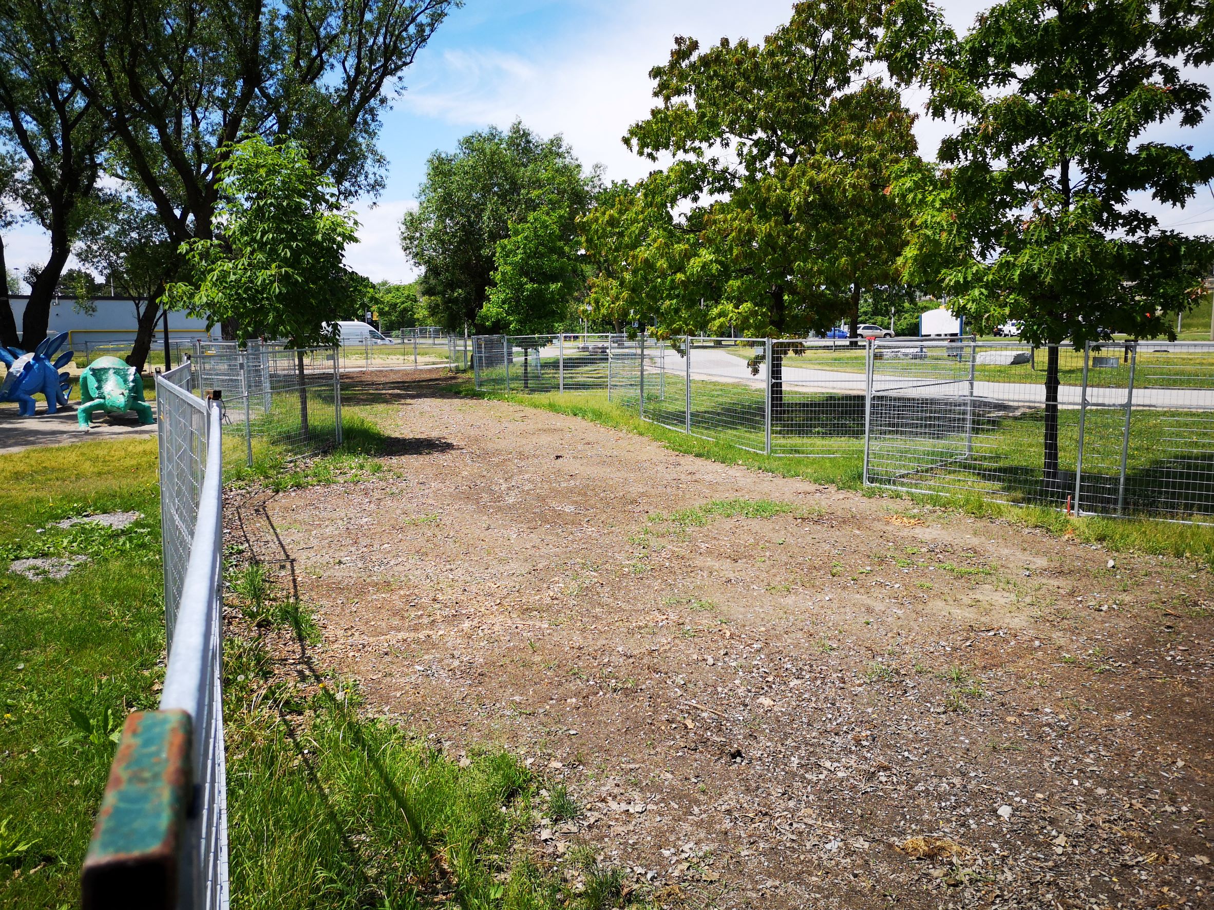 Restoration progress and fencing along the access road