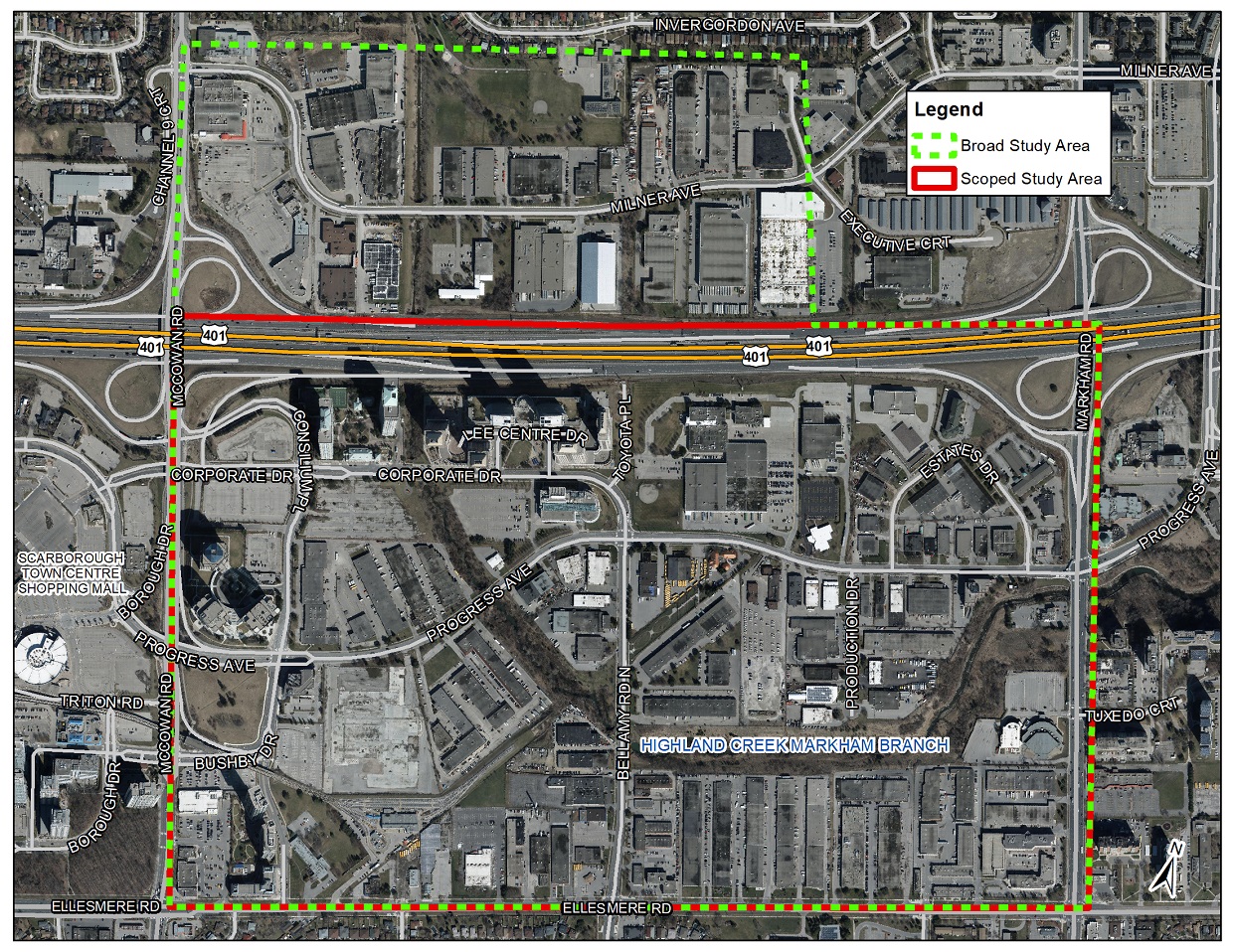 Highland Creek Markham Branch Environmental Assessment Study Area Map