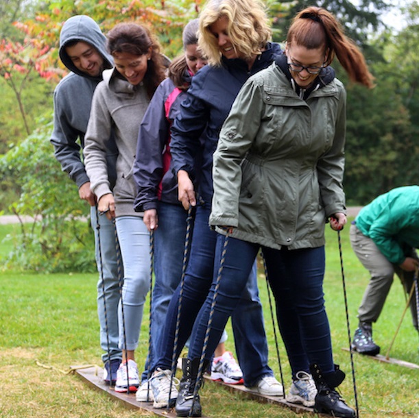 corporate group takes part in team building exercise at Claireville Conservation Area