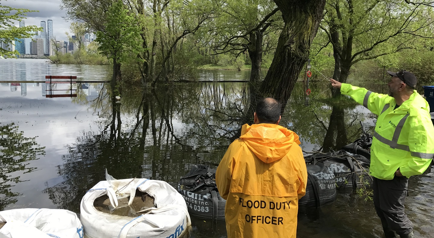 Trca Team Members Look At The Impact Of The Spring Flood Event On The Toronto Islands