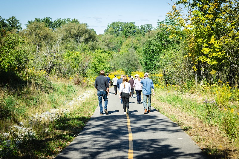 community members explore the new Claireville North Multi-Use trail