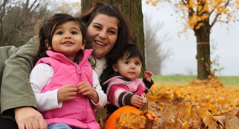 mother and daughters enjoy Thanksgiving fun at Black Creek Pioneer Village