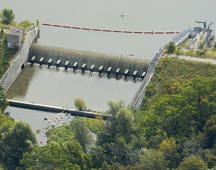 aerial view of Milne Dam