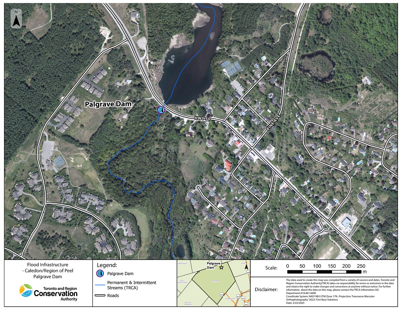 map of Palgrave Dam