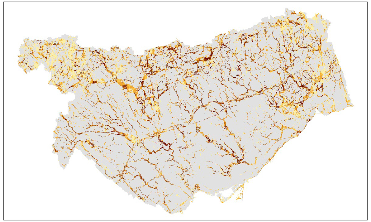 a map of wildlife movement corridors across the jursidiction of TRCA