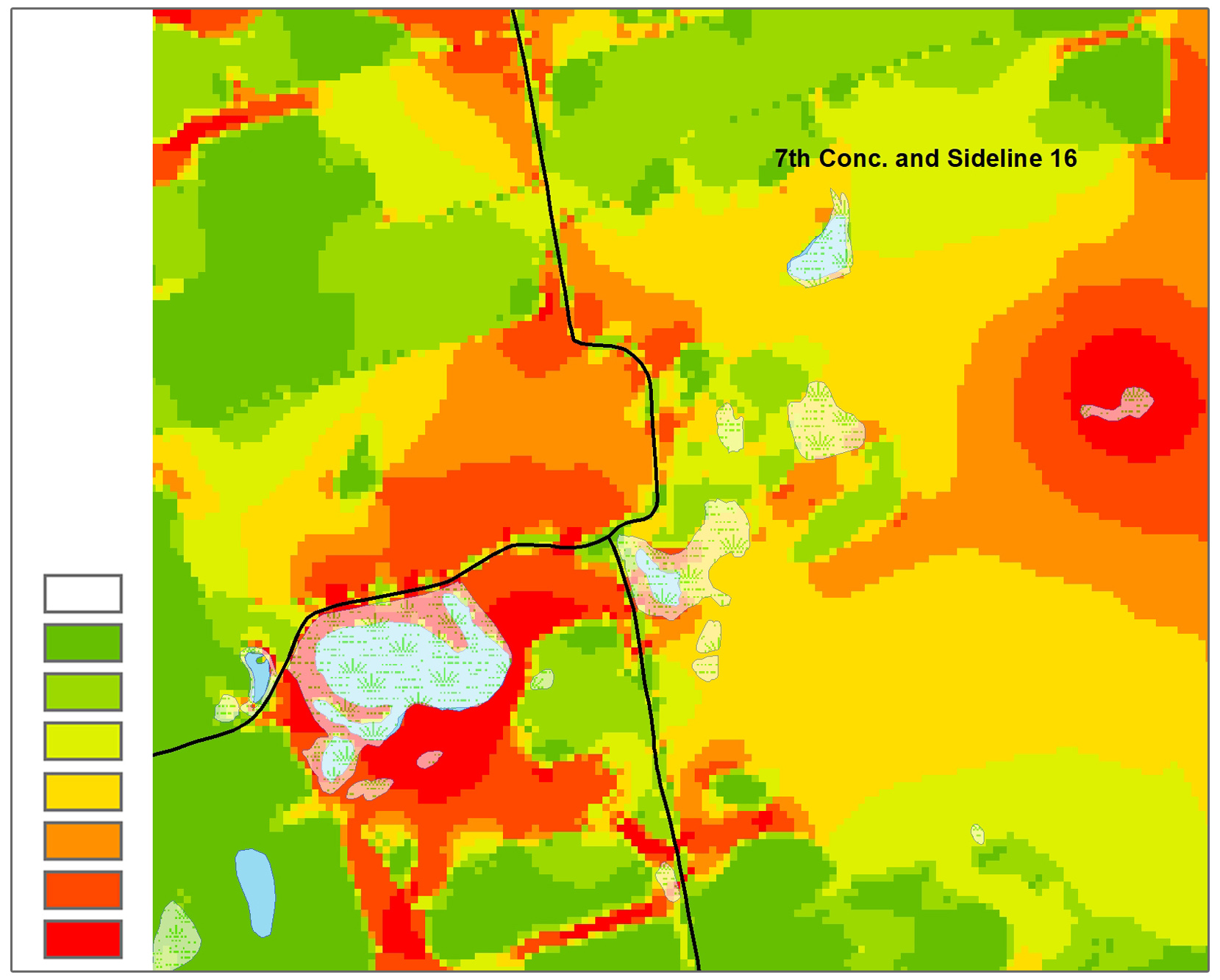 a heat map that illustrates where an amphibian group is predicted to travel based on different habitat types