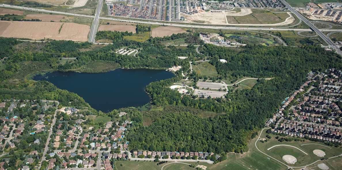 an aerial view of Heart Lake Conservation Park