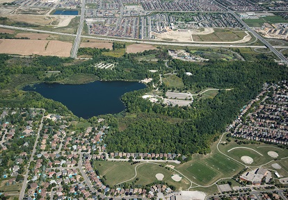 an aerial view of Heart Lake Conservation Park
