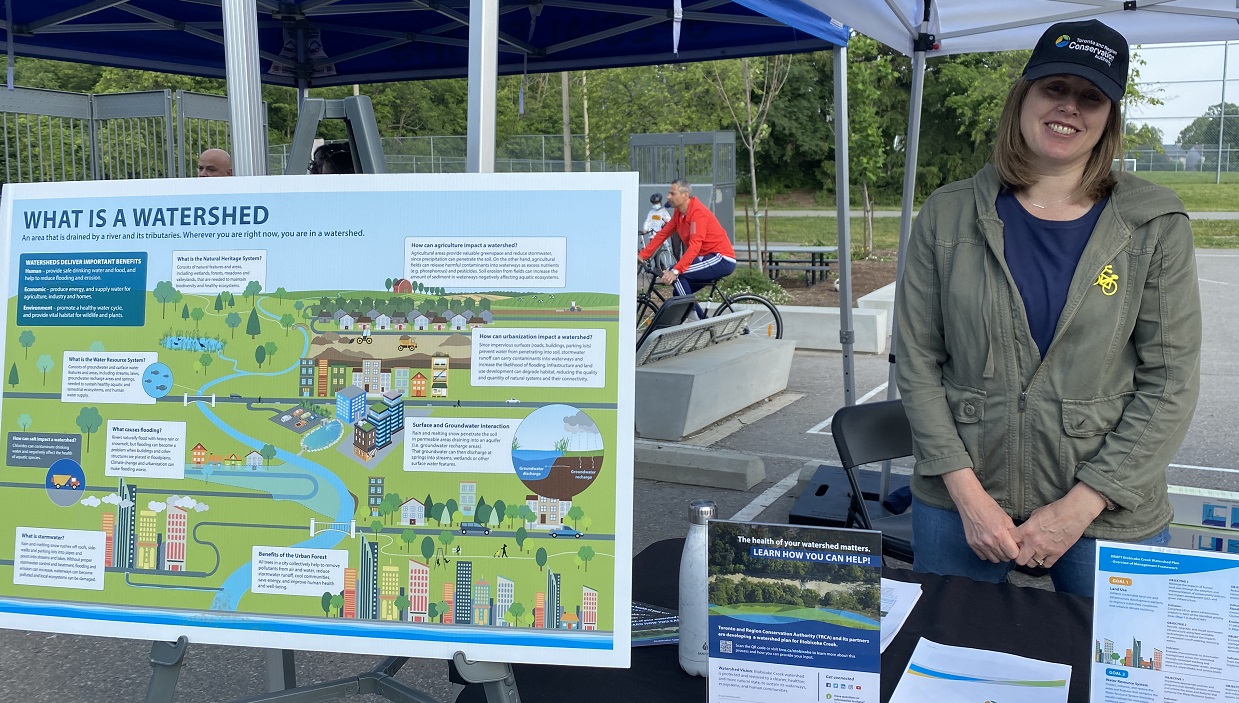 a TRCA team member hosts an interactive booth at the annual Bike the Creek event in Brampton