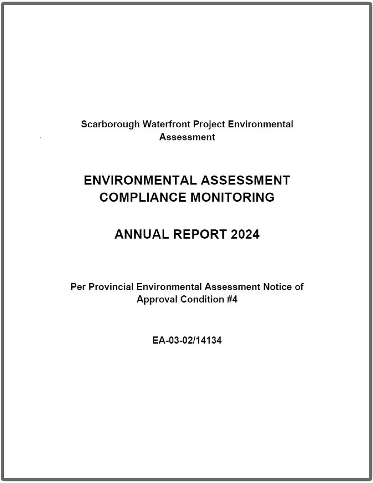 Scarborough Waterfront Project - Environmental Assessment Compliance - Annual Report 2024