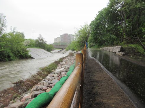 TRCA bank stabilization work in West Deane Park in the Mimico Creek watershed