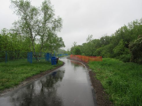 TRCA trail realignment work in West Deane Park in the Mimico Creek watershed
