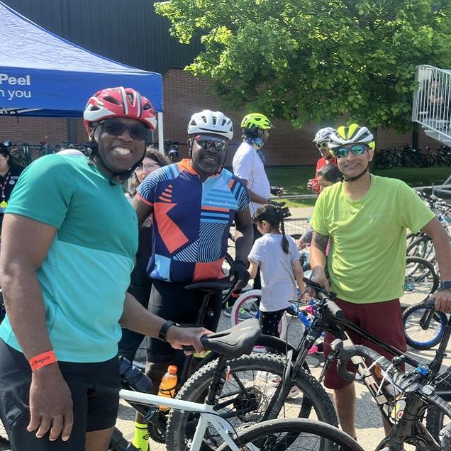 cyclists take part in the annual Bike the Creek event in Brampton