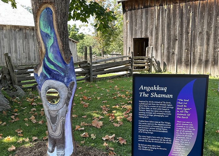 A sculpture at The Village by Inuk artist Barry Best