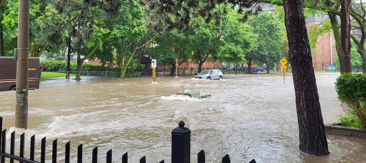 Flooding at Queen Frederica Drive in the City of Mississauga on July 16 2024