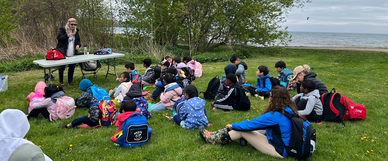 students take part in an outdoor workshop as part of the Connecting the Drops program