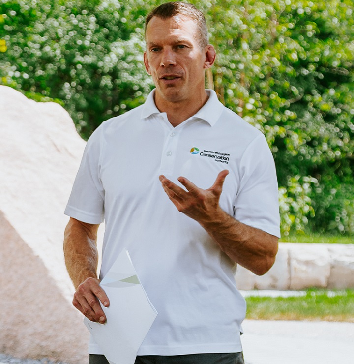 TRCA Chief Executive Officer John MacKenzie at the private ceremony to celebrate the completion of the new Indigenous gathering space in Morningside Park