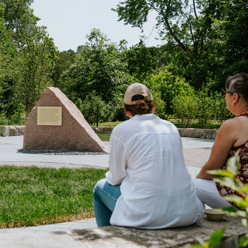 visitors to Morningside Park pauses for contemplation at the new Indigenous gathering space