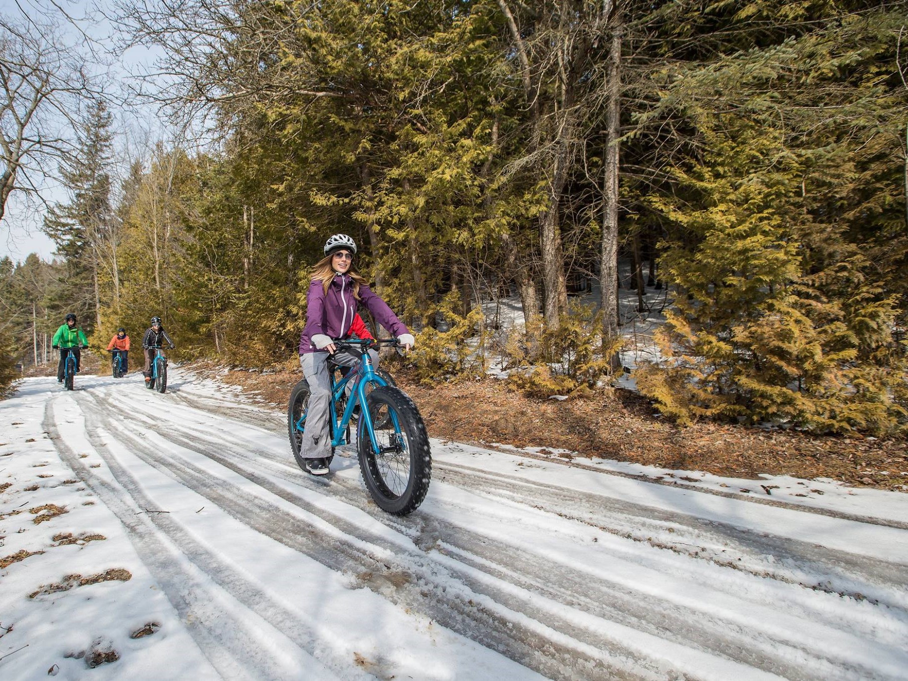 Snowy trails at albion hills