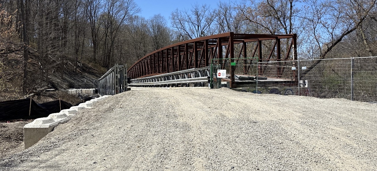Temporary bridge access on the East Don Trail