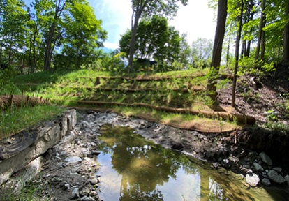 view of the Clarinda Drive Erosion Control and Slope Stabilization project area after construction