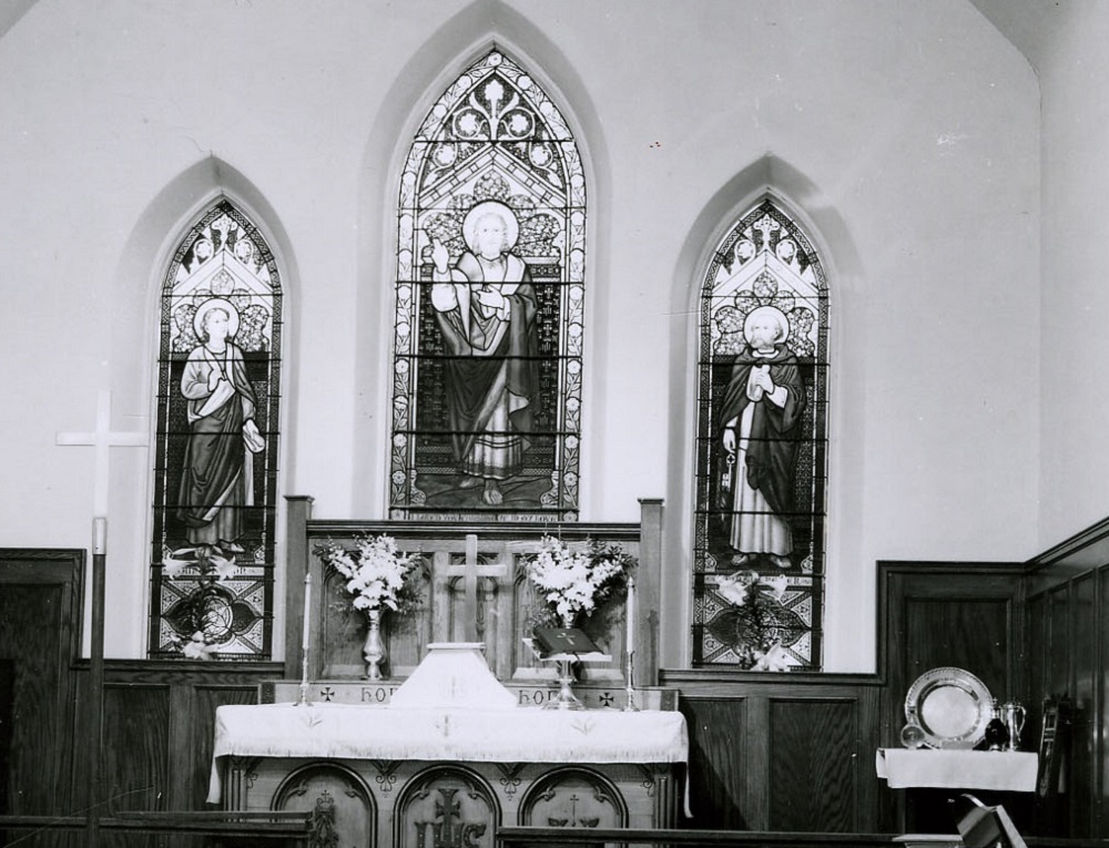 archival black and white photograph of the interior of Christ Church Anglican church in Bolton