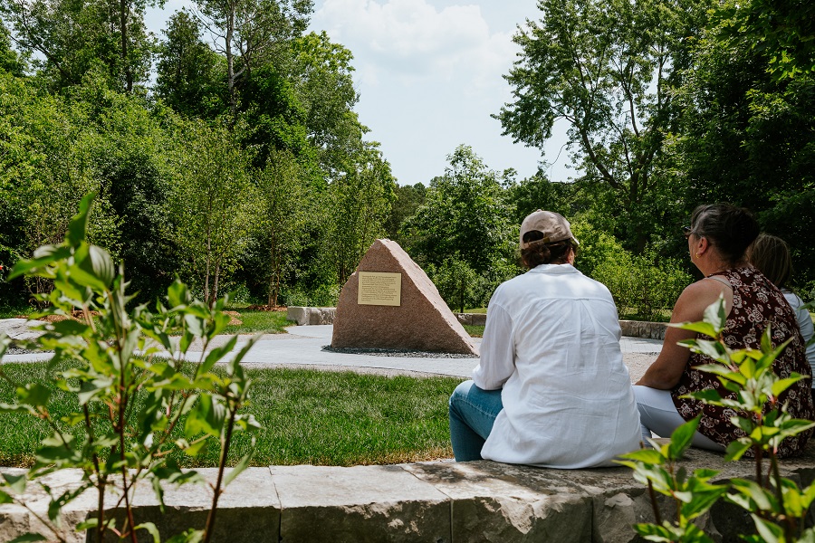visitors enjoy a moment of rest and contemplation at the completed first installation of the Morningside Legacy Project