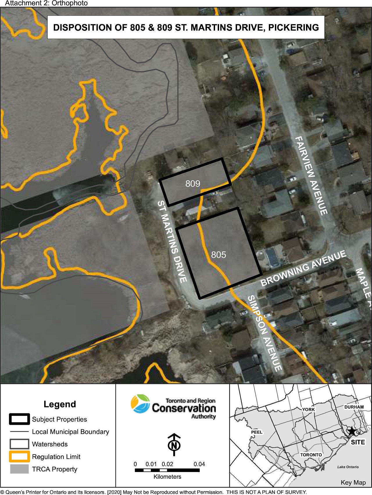 orthographic map of 805 and 809 St Martins Drive in Pickering