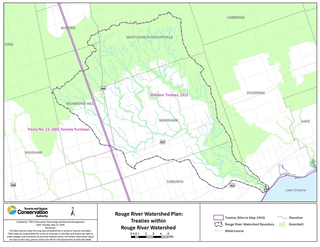 a map showing treaties within the Rouge River watershed