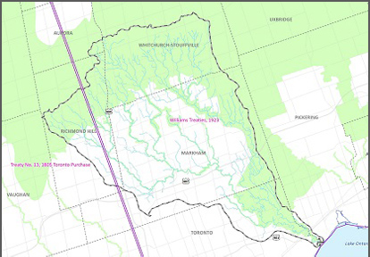 a map showing treaties within the Rouge River Watershed