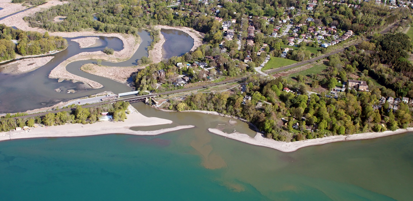 an aerial view of flooding in the Rouge River watershed