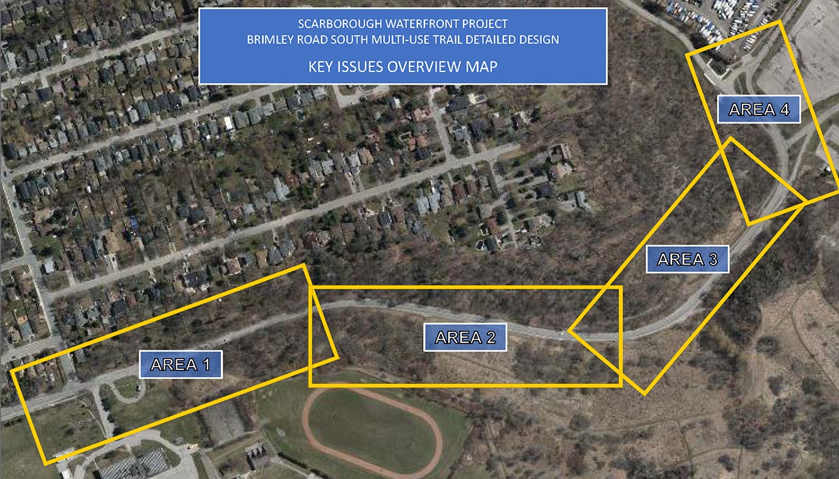 Brimley Road South Multi-use trail - key issues overview map