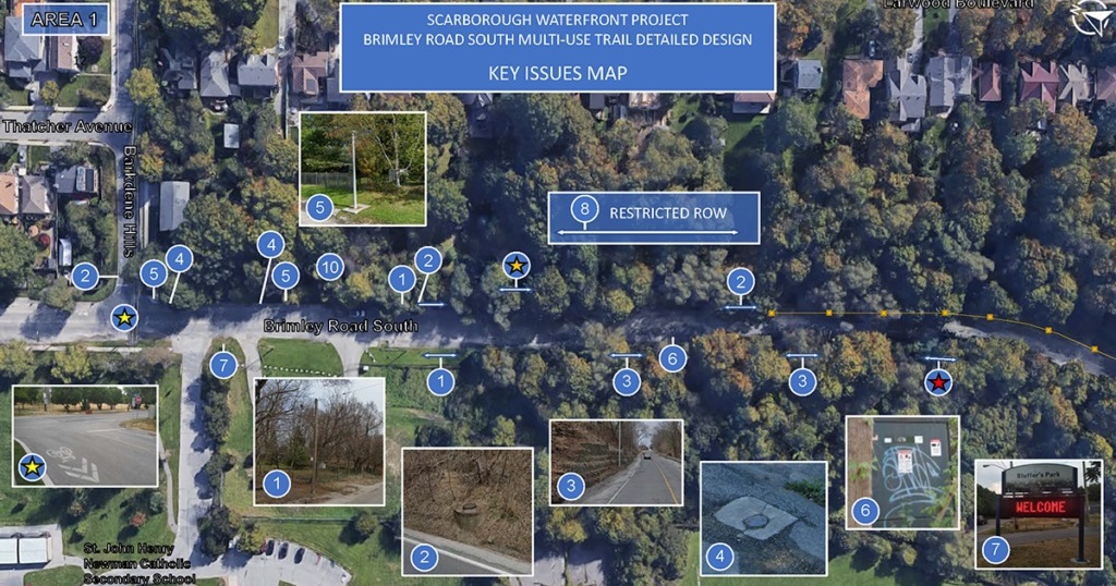 Brimley Road South Multi-use trail - key issues map 1