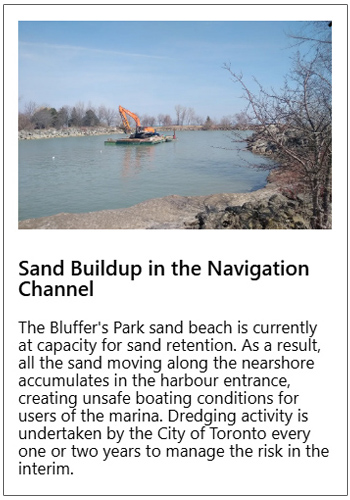 Scarborough Waterfront Project - West Segment Shoreline trail - key issues map - Stop 2 - Sand Buildup in the Navigation Channel