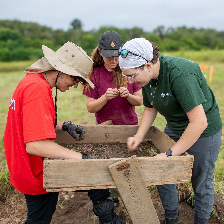 Boyd Archaeological Field School students take part in an excavation at the Sebastien site