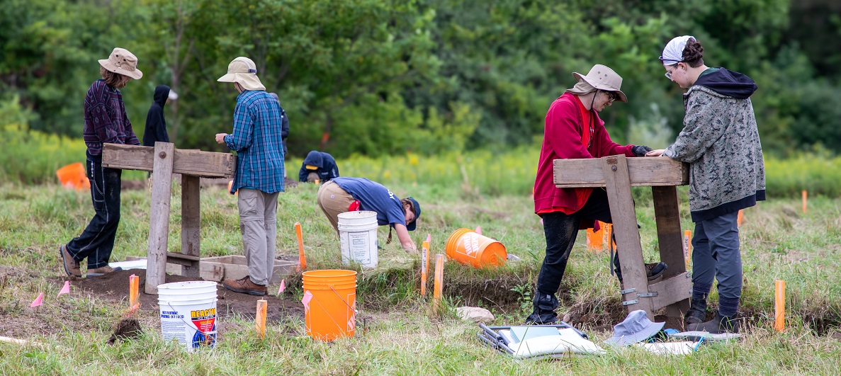 Boyd Archaeological Field School students take part in an excavation at the Sebastien site