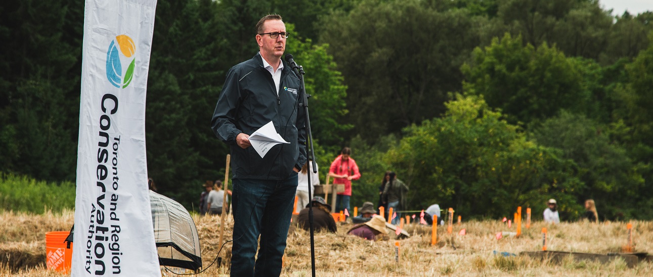 Darryl Gray of TRCA delivers remarks at the fiftieth anniversary celebration of the Boyd Archaeological Field School