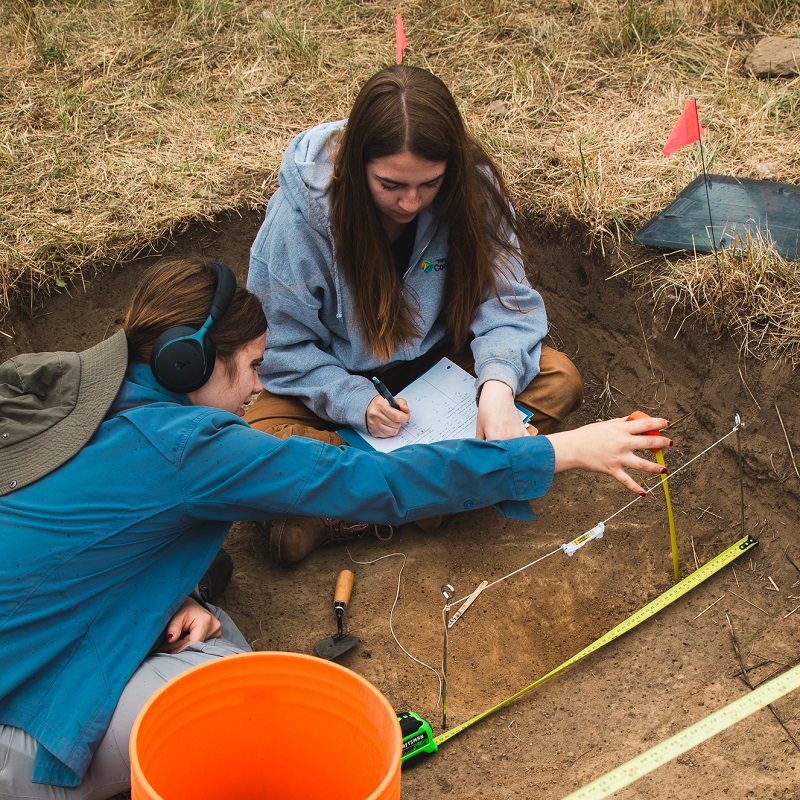 Boyd Archaeological Field School students take part in an excavation at the Sebastien site